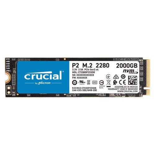 DISQUE DUR INTERNE CRUCIAL P2 M.2 NVME 2To 3D NAND PCIE CT2000P2SSD8