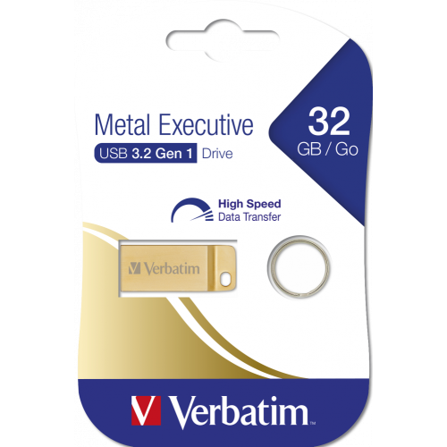 Flash Disque Verbatim - Executive métallique GOLD - 32GB - USB 3.2 Gen 1 099105 Flash Disque Verbatim - Executive métallique - 32GB - USB 3.2 Gen 1 099105