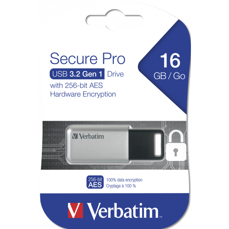 Clé USB Verbatim Clé Secure Pro USB 3.2 Gen 1 - 16 Go 98664