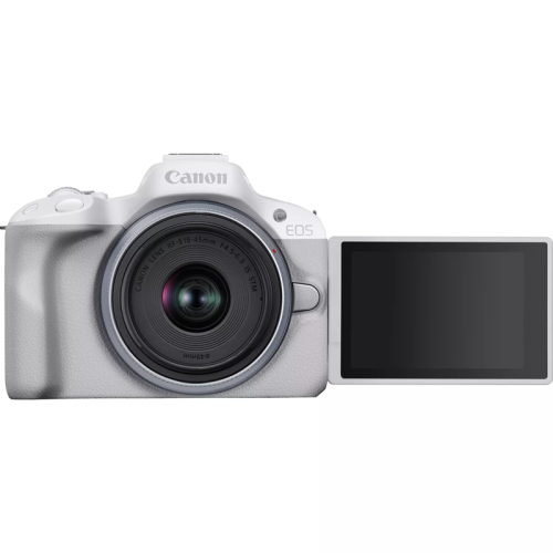 Appareil photo hybride Canon EOS R50 + objectif RF-S 18-45mm F4.5-6.3 IS STM - Blanc Appareil photo hybride Canon EOS R50 + objectif RF-S 18-45mm F4.5-6.3 IS STM - Blanc