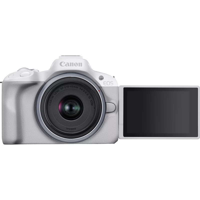 Appareil photo hybride Canon EOS R50  +  objectif RF-S 18-45mm F4.5-6.3 IS STM - Blanc