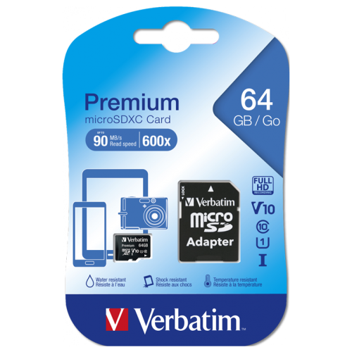 CARTE MEMOIRE Micro SDHC VERBATIM - 64GB - CLASS-10 - 44084 CARTE MEMOIRE Micro SDHC VERBATIM - 64GB - CLASS-10 - 44084
