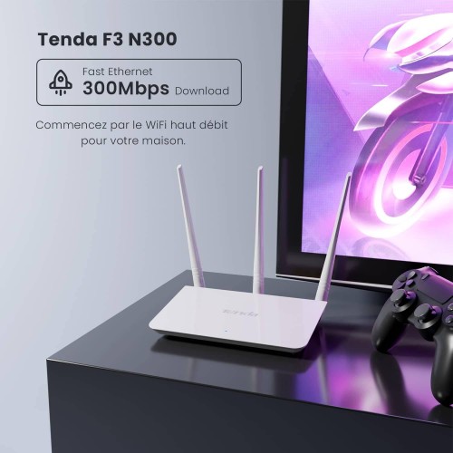 Routeur WiFi TENDA F3 l 300 Mbps l 3*5dBi Antennes Routeur WiFi TENDA F3 l 300 Mbps l 3*5dBi Antennes