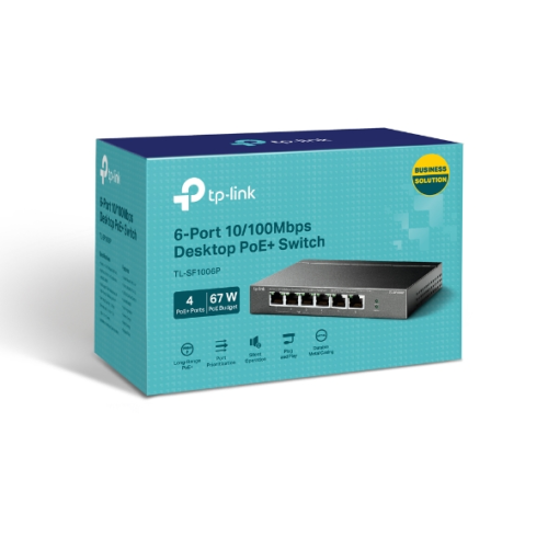 Switch de bureau TP-Link | 6 ports 10/100 Mbps avec 4 ports PoE+ | TL-SF1006P