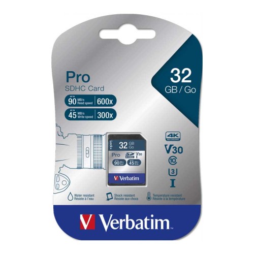 CARTE MEMOIRE SDHC VERBATIM Pro U3 - 32GB - CLASS-10 - 47021 CARTE MEMOIRE SDHC VERBATIM Pro U3 - 32GB - CLASS-10