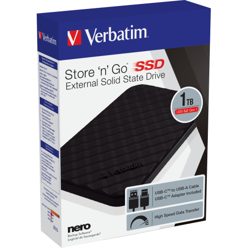 Disque dur SSD portable USB Verbatim Store 'n' Go 3.2 -  1 To -  noir Disque dur SSD portable USB Verbatim Store 'n' Go 3.2 -  1 To -  noir