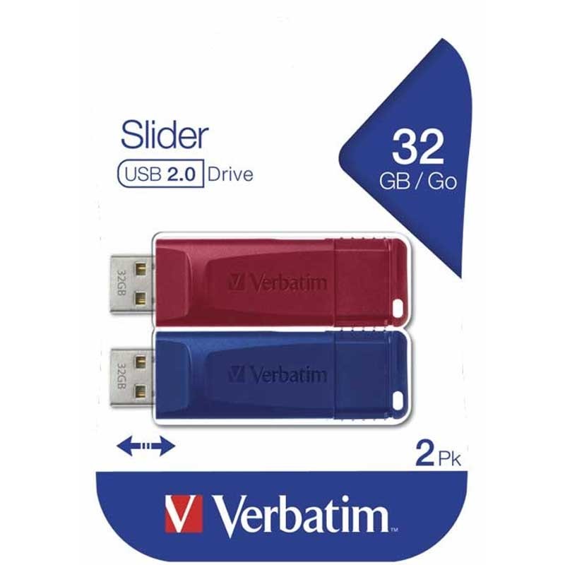 Multipack de deux clés USB Verbatim 32 Go - rouge et bleu 049327