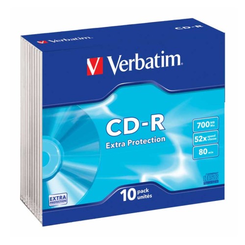 pack 10 CD-R Verbatim Extra Protection Slim Verbatim pack 10 CD-R Verbatim Extra Protection Slim Verbatim