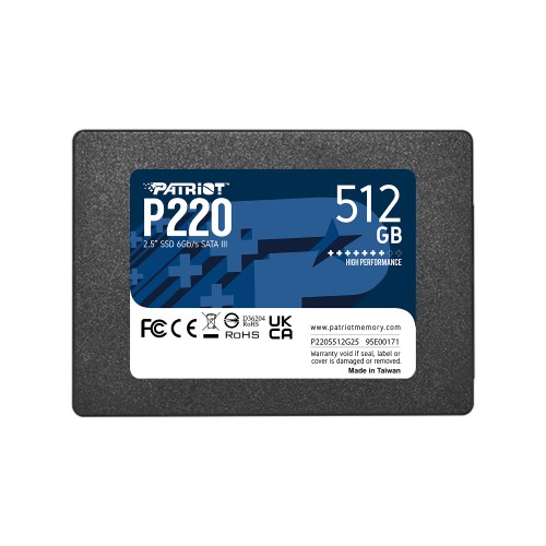 Disque Dur Interne PATRIOT P220 -  512Go SSD - SATA III -  2.5" (P220S512G25) Disque Dur Interne PATRIOT P220 -  512Go SSD - SATA III -  2.5" (P220S512G25)