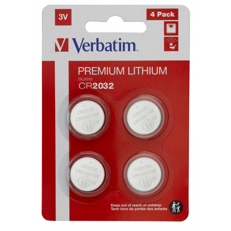 Pile Verbatim - CR2032 au lithium 3V (pack de 4)  - 49533
