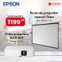 Vidéo Projecteur EPSON CO-W01 WXGA 3LCD + Ecran de Projection Mural Manuel Telon 178 x 178 cm