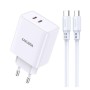 CHARGEUR KAKU KSC-923 DOUBLE SMART CHARGE TYPE-C PD40W l BLANC