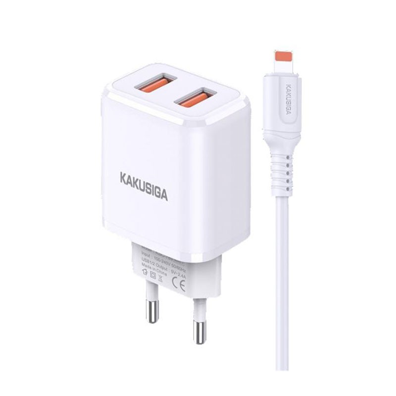 CHARGEUR KAKU KSC-793++ DOUBLE USB SMART CHARGE LIGHTNING 2.4A - BLANC