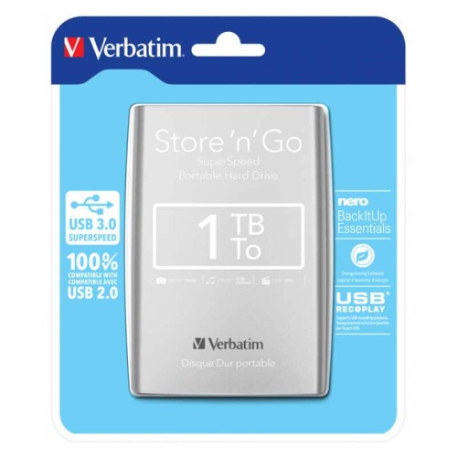 Disque dur portable USB Store 'n' Go 3.0 -  1To -  Gris - 53071 Disque dur portable USB Store 'n' Go 3.0 -  1 To -  Gris