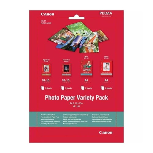 Pack Variété Papier Photo Canon VP-101 - 4 × 6" et A4 - 20 Feuilles pack variété papier photo canon vp-101
