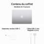 Apple macbook air m3 13 pouces (2024) couleur argent avec chargeur tyoe usb c