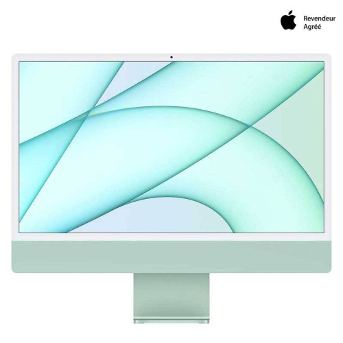 Apple iMac 24'' - Retina 4.5K - M3 (2023) - 8Go - 256Go SSD - Vert - MQRA3FN/A Vue de face de l'iMac 24'' M3 2023 couleur verte
