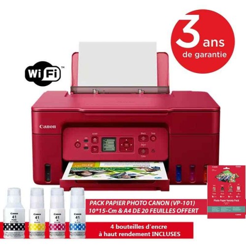 Multifonction Jet d'encre Canon PIXMA G3470 Rouge - Wifi Canon PIXMA G3470 Rouge multifonction jet d'encre avec Wi-Fi