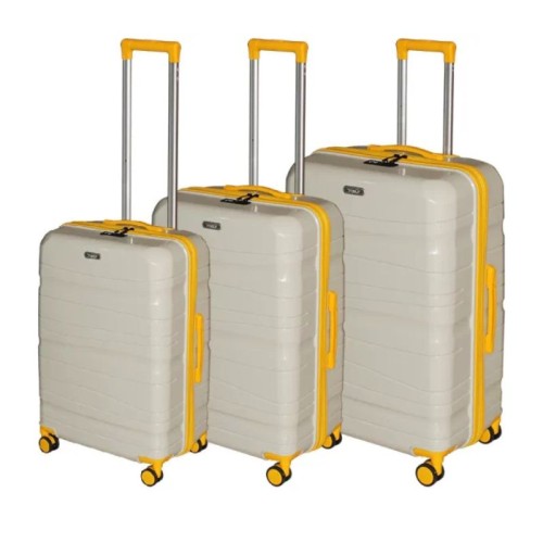 Set de trois valises avec roues démontables Titou Crème Jaune Set de trois valises avec roues démontables - Titou - Crème Jaune