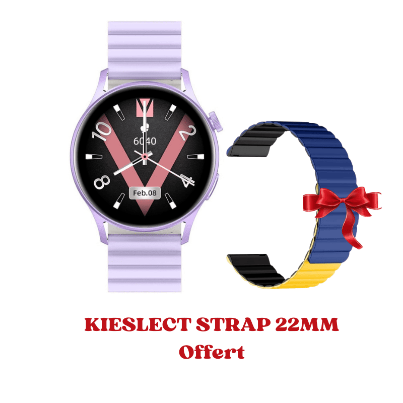 Montre connectée KIESLECT Lora 2 - Violet avec strap 22mm offert