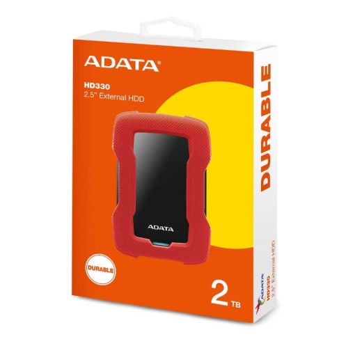Disque dur externe Adata 2To Anti-choc HD330 USB 3.2 Rouge Disque dur externe Adata 2To Antichoc HD330 USB 3.1 Rouge