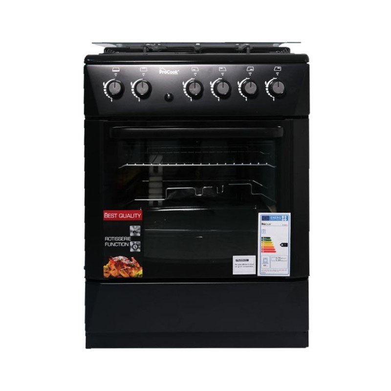 Cuisinière à gaz PROCOOK TG6640N 60 cm Noir