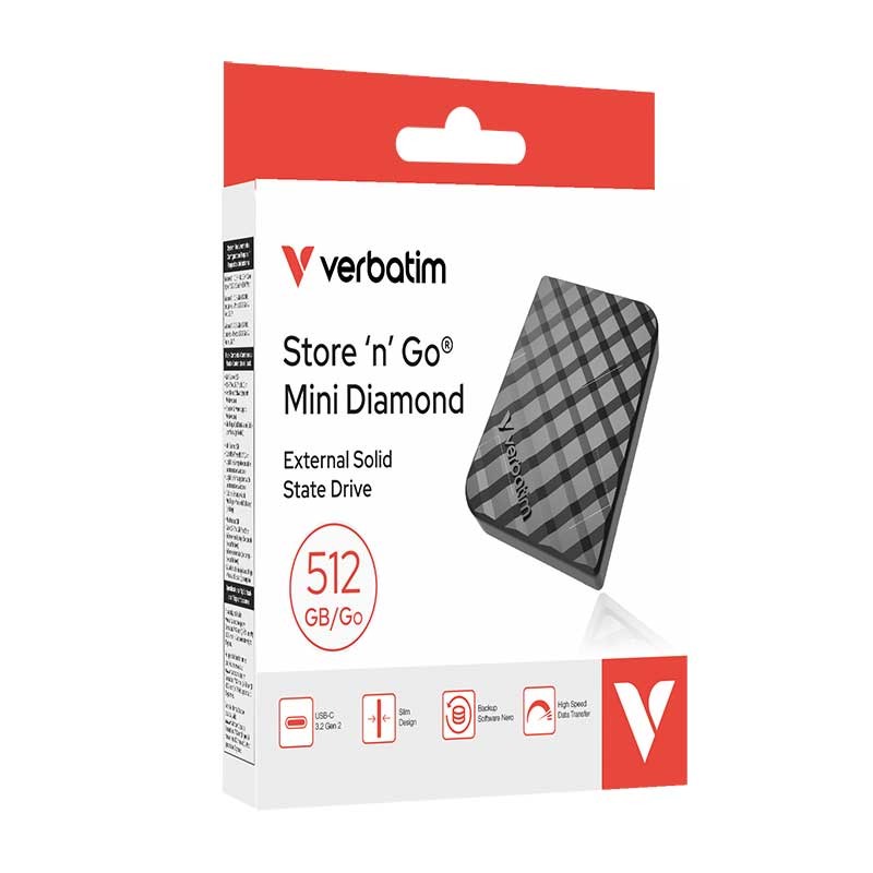 Disque Dur Externe Verbatim Mini Diamond 512GB USB-C 3.2 - Meilleur Prix Tunisie