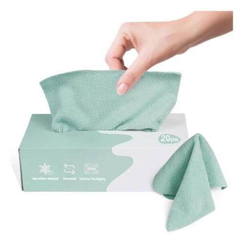 Chiffon de nettoyage 20 pcs en microfibre amovible Vert