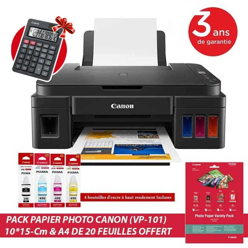 Imprimante multifonction Jet d'encre Canon Pixma G2410 - Couleur + Canon Calculatrice de Bureau 12 Chiffres AS-120 II