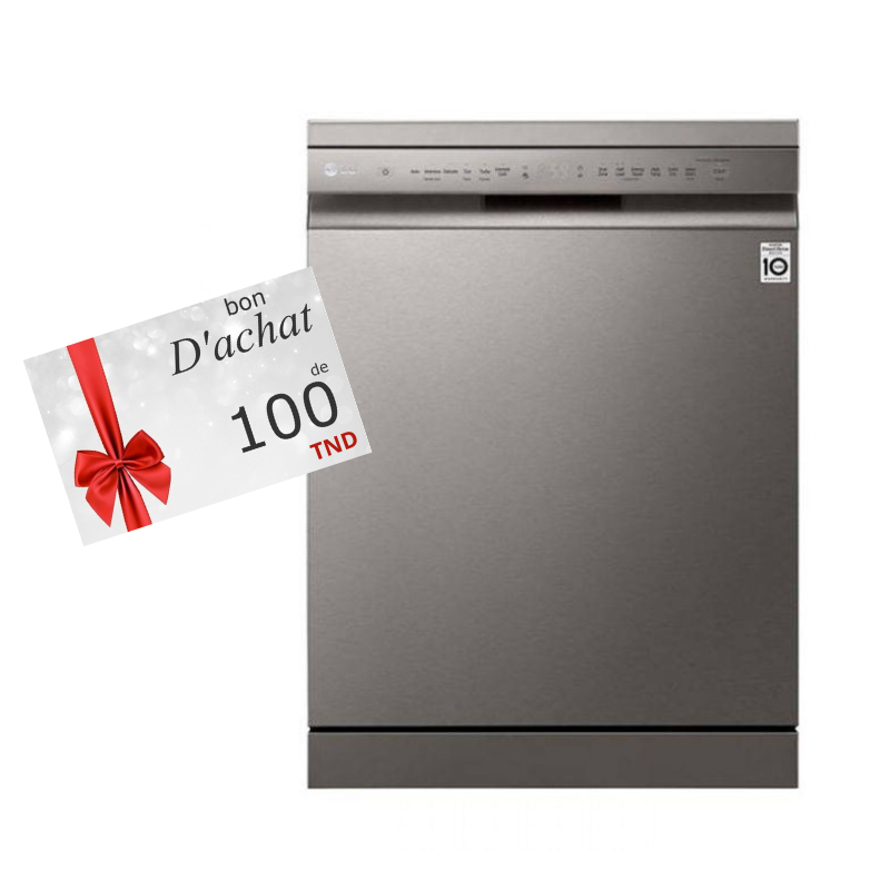 Lave Vaisselle LG QuadWash 14 couverts- Inox (DFB512FP) + bon d'achat de 100 tnd