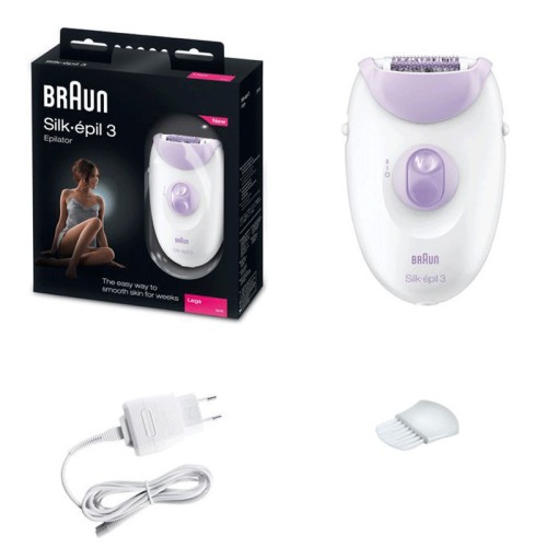 Épilateur BRAUN SILK-3 SE3000 Blanc et Violet Épilateur BRAUN SILK-3 SE3000 Blanc et Violet