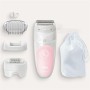Ensemble Braun Silk-épil SES5-620 avec accessoires : tête de rasage, capuchon de contact et brosse de nettoyage.