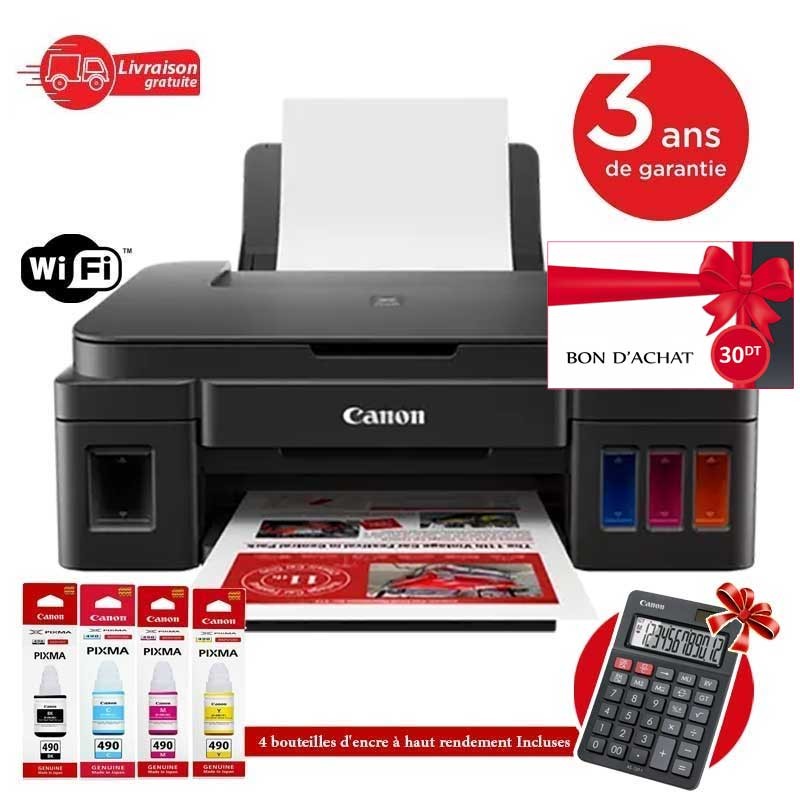 Multifonction Jet d'encre Canon Pixma G3410 - Wifi + Canon AS-120 II Calculator