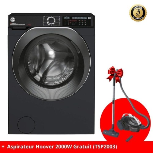 Machine à Laver Frontale HOOVER 14KG ( HW414AMBCB-1-80 ) Noir + Aspirateur Hoover Offert Machine à Laver Frontale HOOVER 14KG ( HW414AMBCB-1-80 ) Noir
