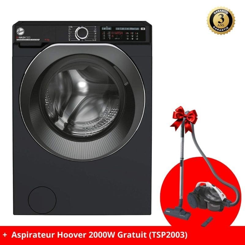 Machine à Laver Frontale HOOVER 14KG ( HW414AMBCB-1-80 ) Noir