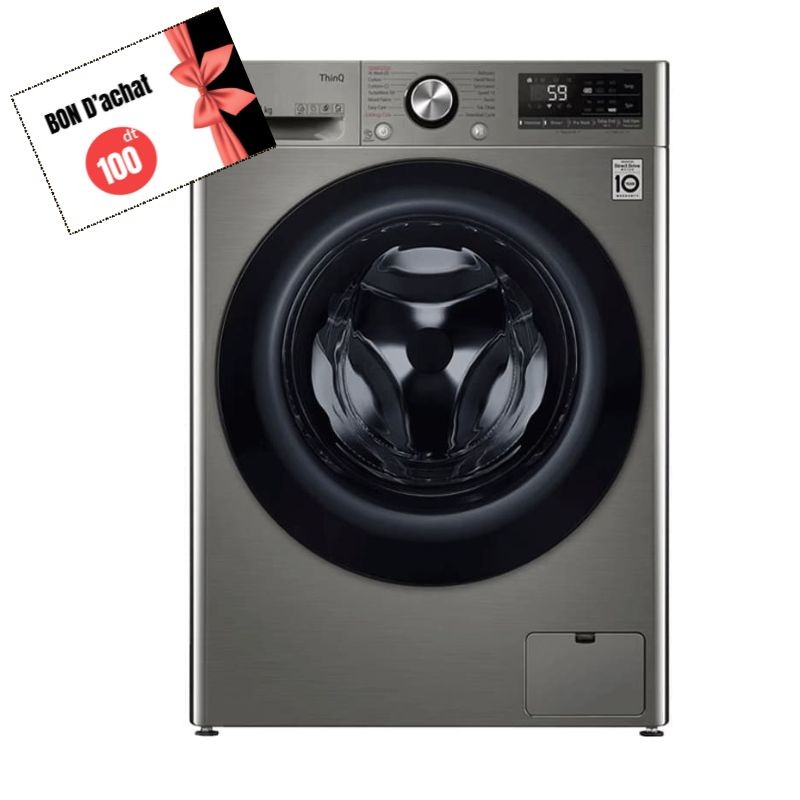 MACHINE A LAVER LG 11KG PLATINUM SILVER F4Y5EYGYPV + Bon d'achat de 100DT