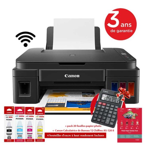 Multifonction Jet d'encre Canon Pixma G3410 - Wifi Multifonction Jet d'encre Canon Pixma G3410 - Wifi + calculatrice