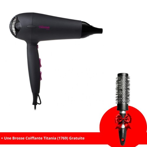 Sèche-cheveux Pliable TRISTAR (HD2358) Noir + Une Brosse Coiffante Offerte