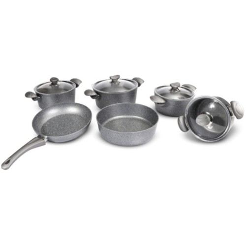 Batterie de Cuisine Granite OMS 10 Pièces - Gris Batterie de Cuisine Granite OMS 10 Pièces Gris