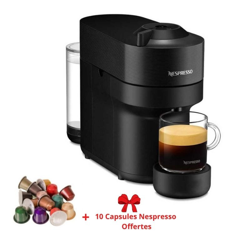 Machine à Café Nespresso Vertuo Pop 0.6 Litres 1500W Noir + 10 Capsules Nespresso Offertes