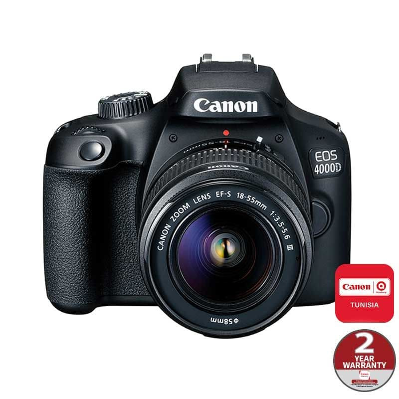 Appareil photo Reflex Canon EOS 4000D avec objectif 18-55mm - Meilleur prix en Tunisie