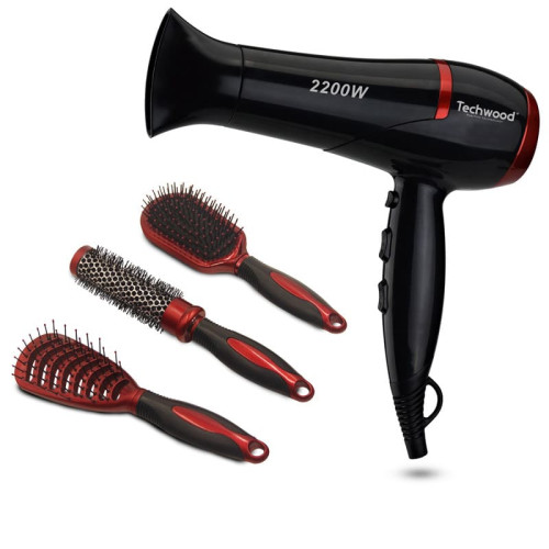 Sèche Cheveux Techwood TCO-6075 2200 W Noir + 3 Brosses Sèche Cheveux Techwood TCO-6075 2200 W Noir + 3 Brosses