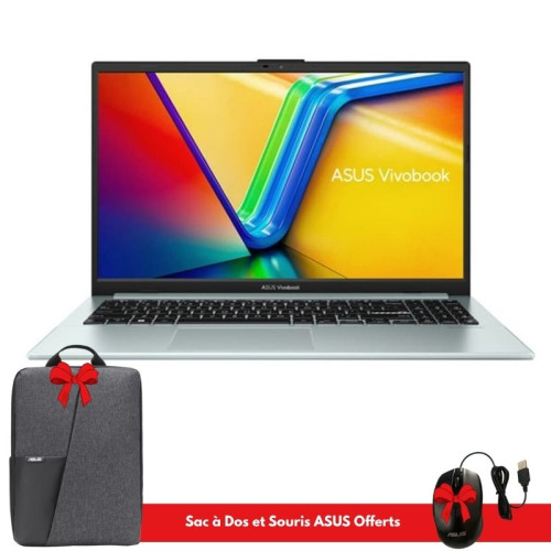 PC Portable ASUS Vivobook GO 15 E1504FA – Ryzen 5 7520U – 16Go – 1To – Windows 11 – Gris Vert ASUS Vivobook Go 15 Ryzen 5 7520U 16Go 1To SSD windows 11 Gris Vert avec Sac à Dos et Souris ASUS Offerts