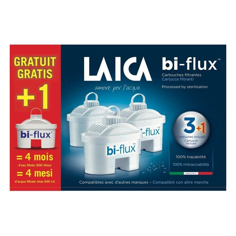 Pack 3 Filtres Bi-Flux LAICA F4S Blanc + 1 Filtre Gratuit