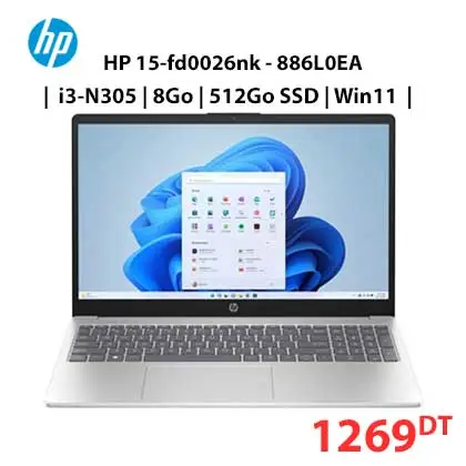 PC Portable HP 15-fd0026nk i3-N305