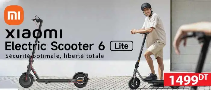 Trottinette électrique Xiaomi Electric Scooter 6 Lite noire avec suspension avant et pneus 10 pouces